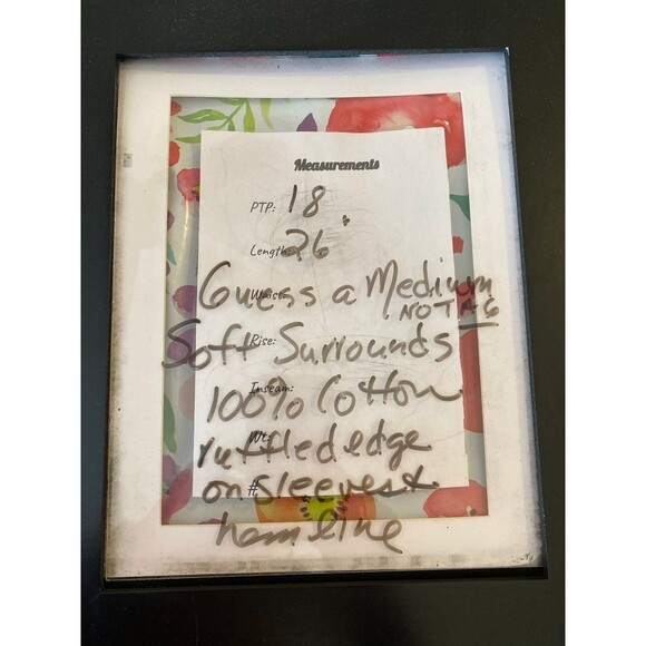 Soft Surroundings Blouse Sz ? Medium Top Blue Ruffled Edge Sleeve & V Hemline - Picture 11 of 11